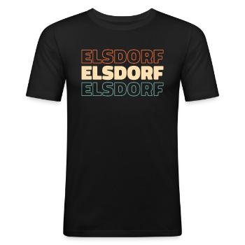 Deutsche Stadt Elsdorf Nordrheinwestfalen - Männer Slim Fit T-Shirt - Schwarz - Vorne - Nik (191cm)