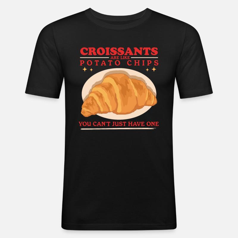Croissant Hörnchen Gipfeli Beugel Geschenk - Männer Slim Fit T-Shirt - Schwarz