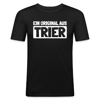 Deutsche Stadt Trier Rheinlandpfalz - Männer Slim Fit T-Shirt - Schwarz - Vorne - Nik (191cm)
