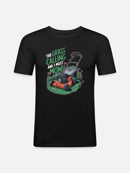 Rasenmäher Mähen - Männer Slim Fit T-Shirt - Schwarz