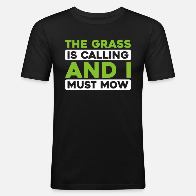 Rasenmäher Mähen - Männer Slim Fit T-Shirt - Schwarz