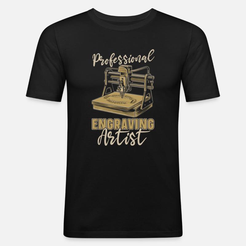 Graveur - Männer Slim Fit T-Shirt - Schwarz