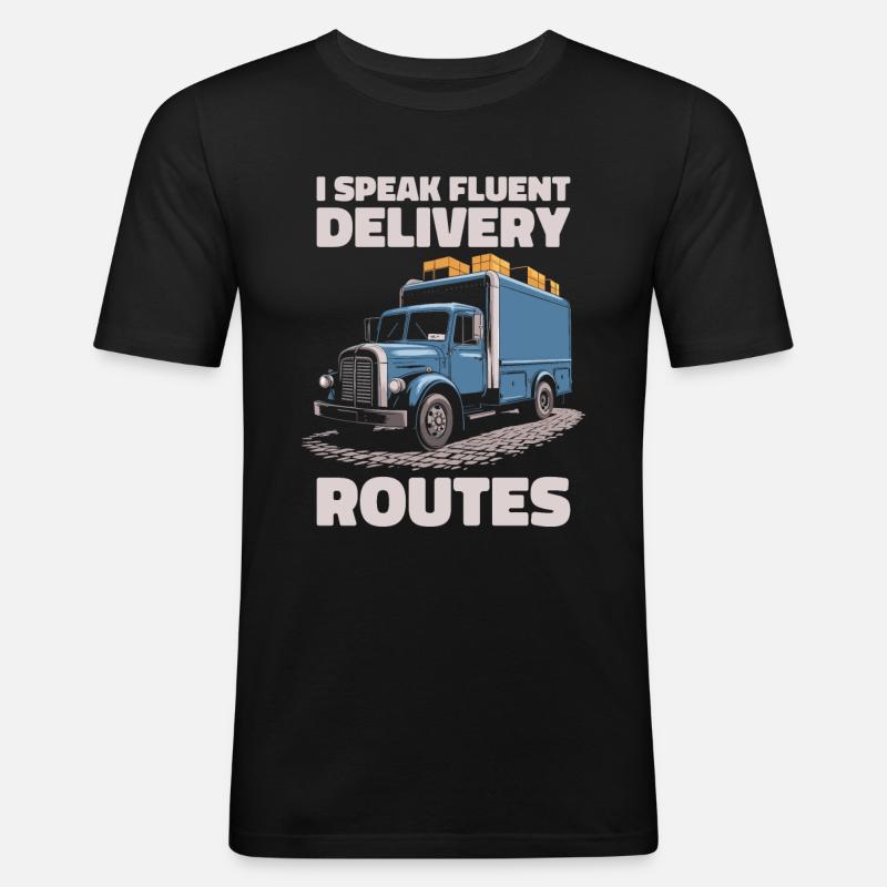 Kurier - Männer Slim Fit T-Shirt - Schwarz