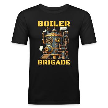 Boiler Operator Team - Men's Slim Fit T-Shirt - black - Front - Nik (191cm)