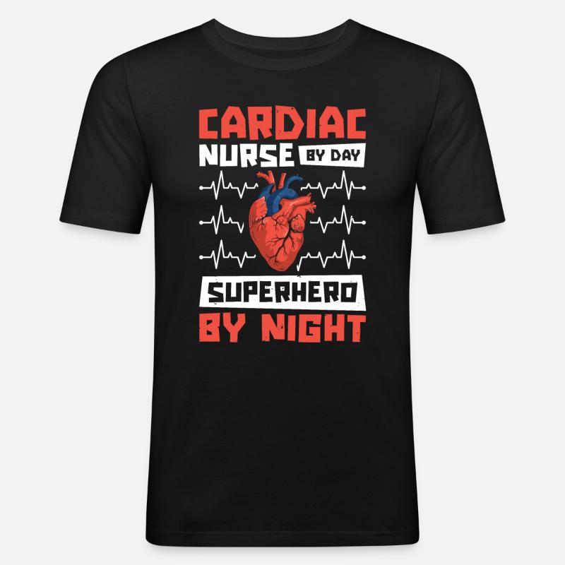 Herzkrankenschwester - Männer Slim Fit T-Shirt - Schwarz