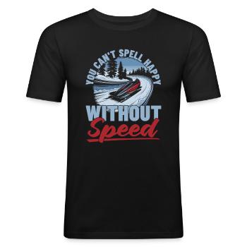 Bobfahren - Männer Slim Fit T-Shirt - Schwarz - Vorne - Nik (191cm)