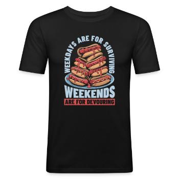 Concours de nourriture - T-shirt près du corps Homme - noir - Devant - Nik (191cm)