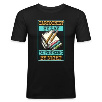 Dessinateur - T-shirt près du corps Homme - noir - Devant - Nik (191cm)
