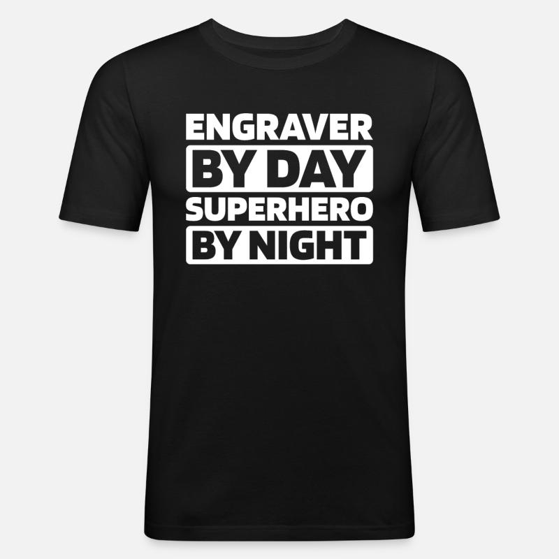 Graveur - Männer Slim Fit T-Shirt - Schwarz