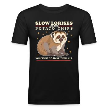 Plumploris Slow Lorises Plumplori Geschenke - Männer Slim Fit T-Shirt - Schwarz - Vorne - Nik (191cm)