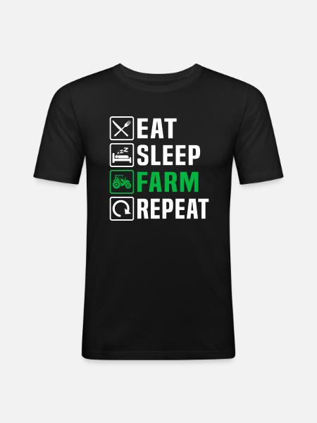 Eat Sleep Farm Repeat Farming - Men's Slim Fit T-Shirt - black