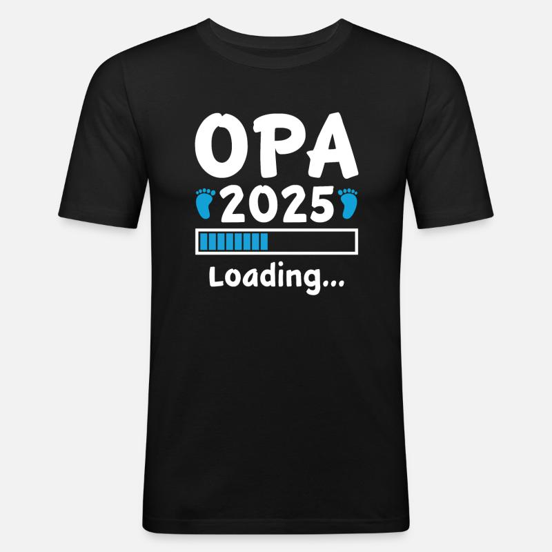 Opa 2025 Loading - Männer Slim Fit T-Shirt - Schwarz