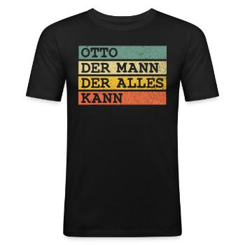Der Mann Der Alles kann Otto - Männer Slim Fit T-Shirt - Schwarz - Vorne - Nik (191cm)