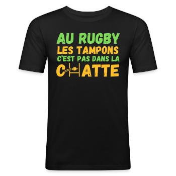 AU RUGBY LES TAMPONS ... - T-shirt près du corps Homme - noir - Devant - Nik (191cm)