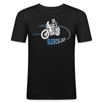 Chemise de motard Cadeau de motard - T-shirt près du corps Homme - noir - Devant - Nik (191cm)