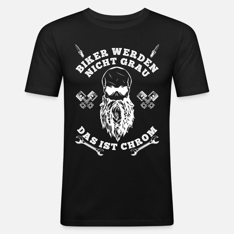 BIKER WERDEN NICHT GRAU - Männer Slim Fit T-Shirt - Schwarz