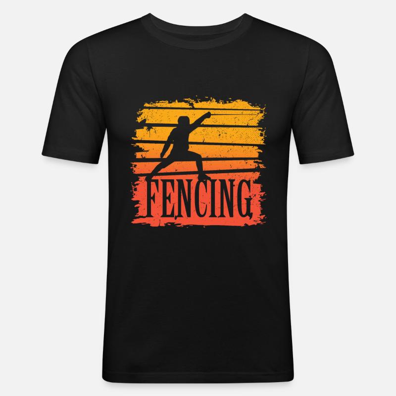 Fechten - Männer Slim Fit T-Shirt - Schwarz