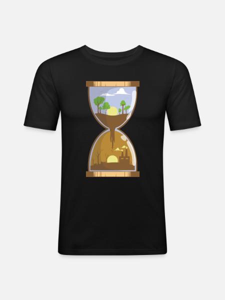 Hourglass / Pollution / Conservation - Men's Slim Fit T-Shirt - black