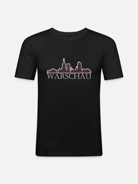 Warschau Polen Geschenk - Männer Slim Fit T-Shirt - Schwarz