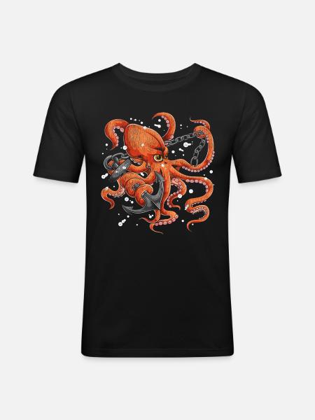 Octopus Sea Monster Octopus - Men's Slim Fit T-Shirt - black