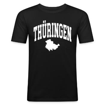 Thüringen - Männer Slim Fit T-Shirt - Schwarz - Vorne - Nik (191cm)
