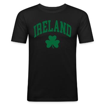 Ireland Shamrock - Männer Slim Fit T-Shirt - Schwarz - Vorne - Nik (191cm)