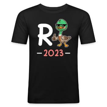 Rente 2023 R Ente Pensionierung - Männer Slim Fit T-Shirt - Schwarz - Vorne - Nik (191cm)