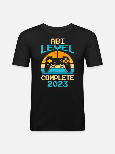Abi Level complete Abitur - Männer Slim Fit T-Shirt - Schwarz