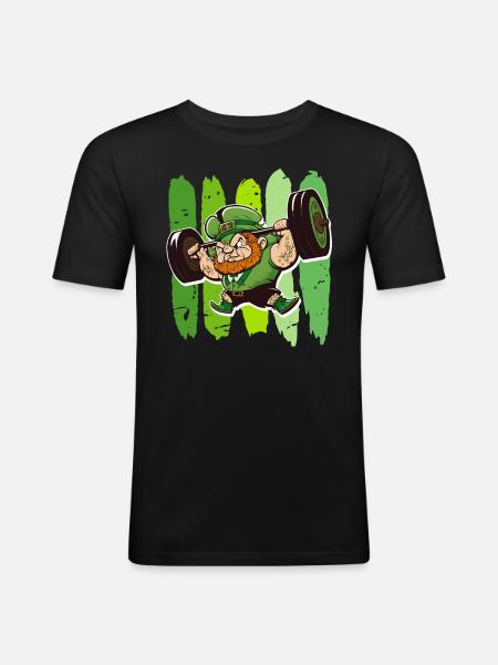 Leprechaun Bodybuilder Sport Saint-Patrick - T-shirt près du corps Homme - noir