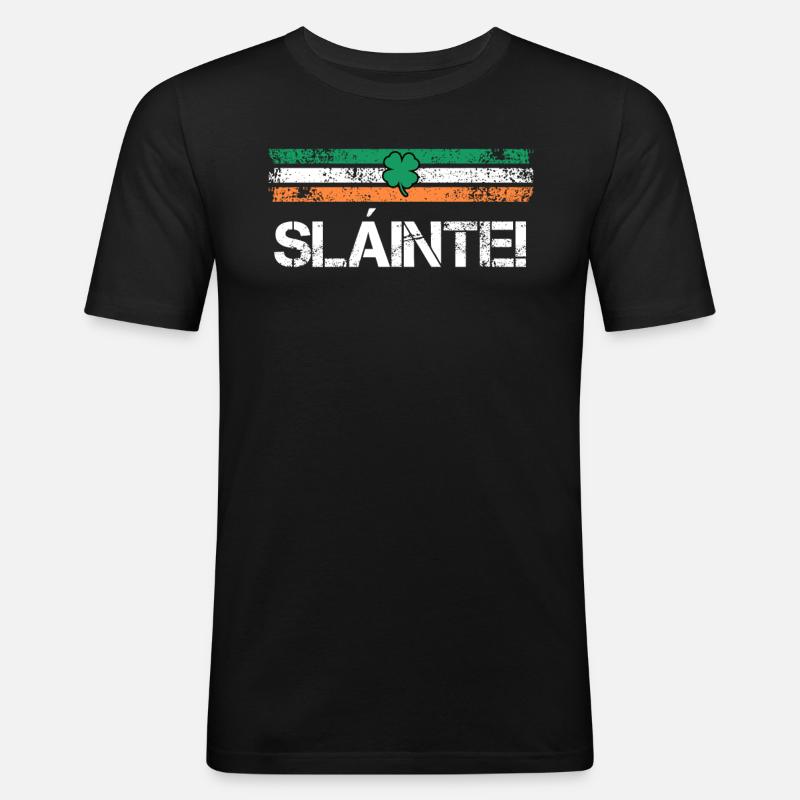 Slainte Irland Trinkspruch - Männer Slim Fit T-Shirt - Schwarz