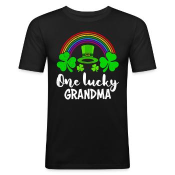 One Lucky Grandma St Patrick’s Day Oma - Männer Slim Fit T-Shirt - Schwarz - Vorne - Nik (191cm)