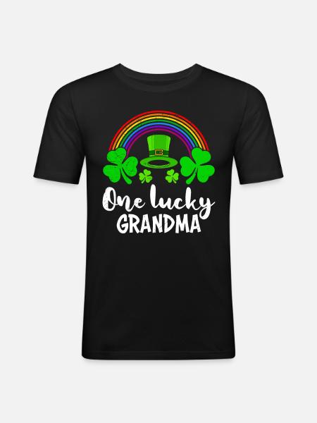 Une grand-mère chanceuse Saint-Patrick Oma - T-shirt près du corps Homme - noir