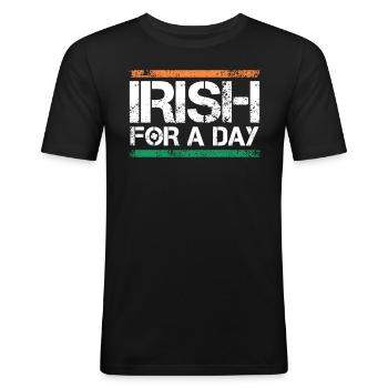 Irlandais d’un jour Fête de la Saint-Patrick - T-shirt près du corps Homme - noir - Devant - Nik (191cm)
