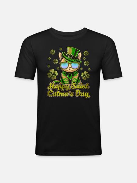 Bonne Saint-Catmas Chats Saint-Patrick - T-shirt près du corps Homme - noir