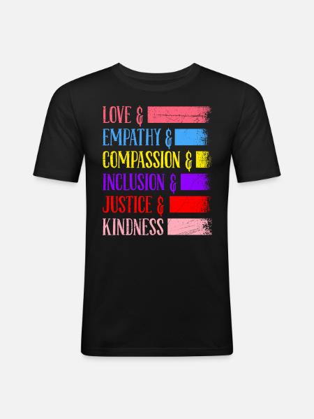 Inclusion, Equality, Kindness, Acceptance - Men's Slim Fit T-Shirt - black