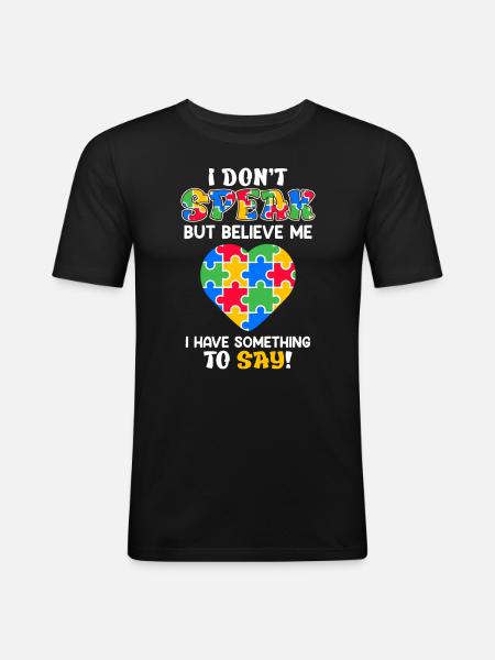 autism awareness autistic child - Men's Slim Fit T-Shirt - black