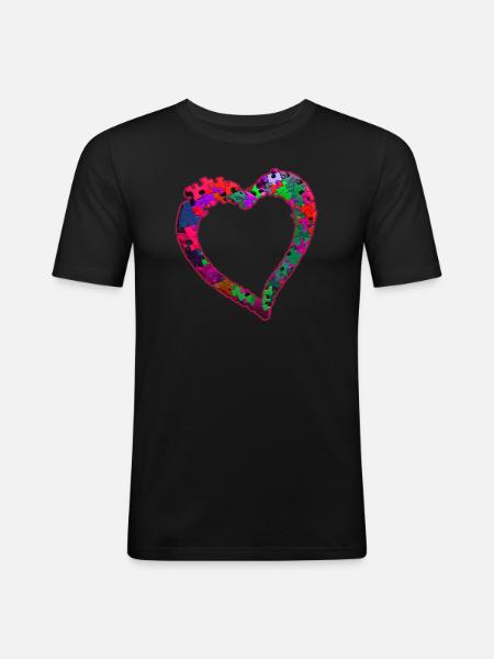 Autisme Solidarité Conscience Autistique Puzzle - T-shirt près du corps Homme - noir