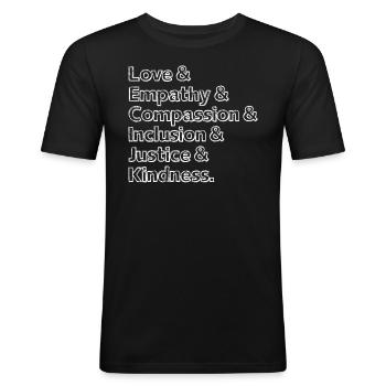 Inclusion Acceptation handicap Solidarité - T-shirt près du corps Homme - noir - Devant - Nik (191cm)