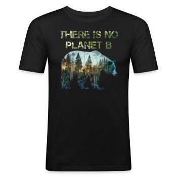 There is no Planet B Earth Day Mission Erde - Men's Slim Fit T-Shirt - black - Front - Nik (191cm)