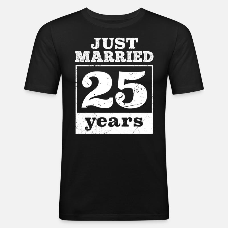 Lige gift 25 år sølvbryllup - Herre Slim Fit T-Shirt - sort