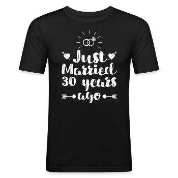 Just married 30 years pearl wedding - Men's Slim Fit T-Shirt - black - Front - Nik (191cm)