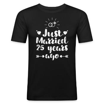 Juste marié 25 ans marié - T-shirt près du corps Homme - noir - Devant - Nik (191cm)