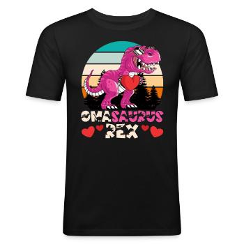 Omasaurus Muttertag Grandma Mama Tag Oma - Männer Slim Fit T-Shirt - Schwarz - Vorne - Nik (191cm)