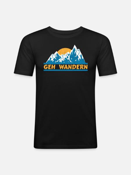 Geh Wandern Wanderer Berge - Männer Slim Fit T-Shirt - Schwarz