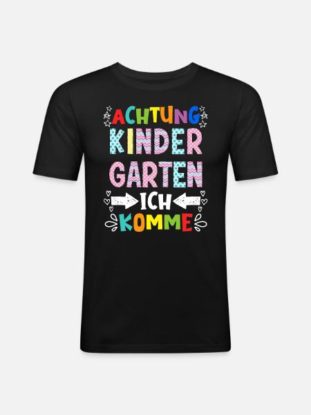 Kindergarten ich komme Kita Kinder - Männer Slim Fit T-Shirt - Schwarz
