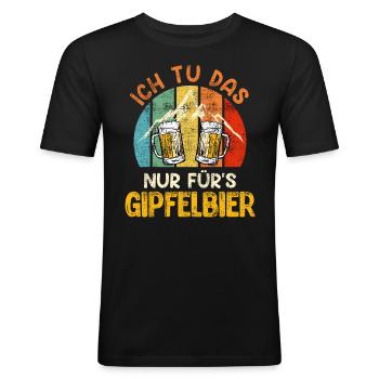 Wanderer lustig Bierfan Gipfelbier Summit - Männer Slim Fit T-Shirt - Schwarz - Vorne - Nik (191cm)