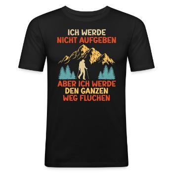 Bergsteiger lustig Bergfan Wandern - Männer Slim Fit T-Shirt - Schwarz - Vorne - Nik (191cm)