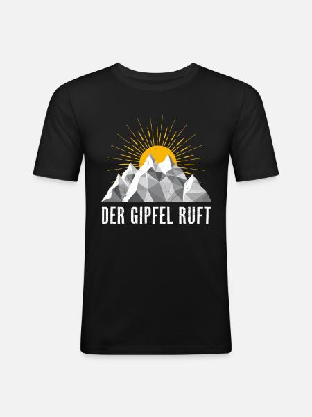 Der Gipfel ruft Bergsteiger Bergfan - Männer Slim Fit T-Shirt - Schwarz