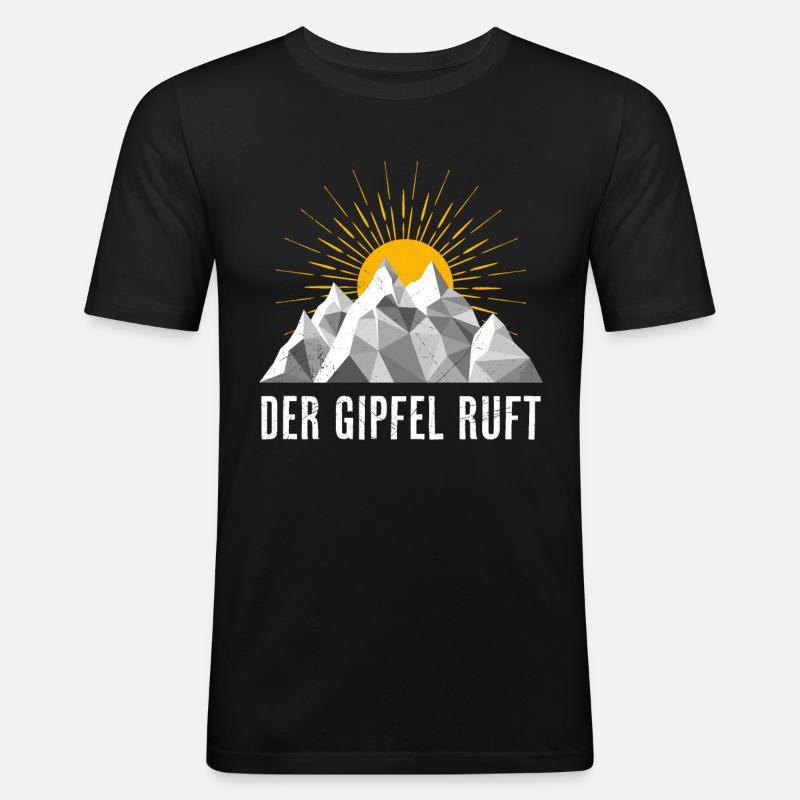 Der Gipfel ruft Bergsteiger Bergfan - Männer Slim Fit T-Shirt - Schwarz