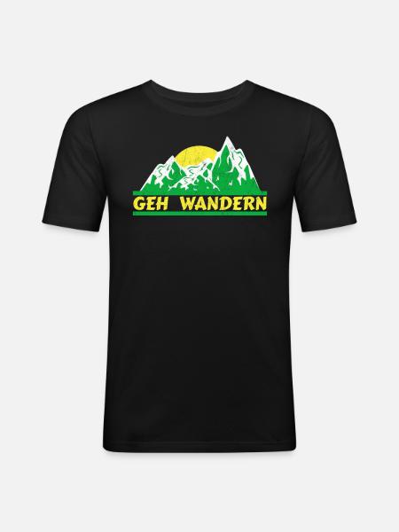 Geh Wandern Wanderer Berge - Männer Slim Fit T-Shirt - Schwarz